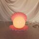 Pink shell and opaline pearl lamp, Saint-Jacques, France, 1970