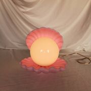 Pink shell and opaline pearl lamp, Saint-Jacques, France, 1970