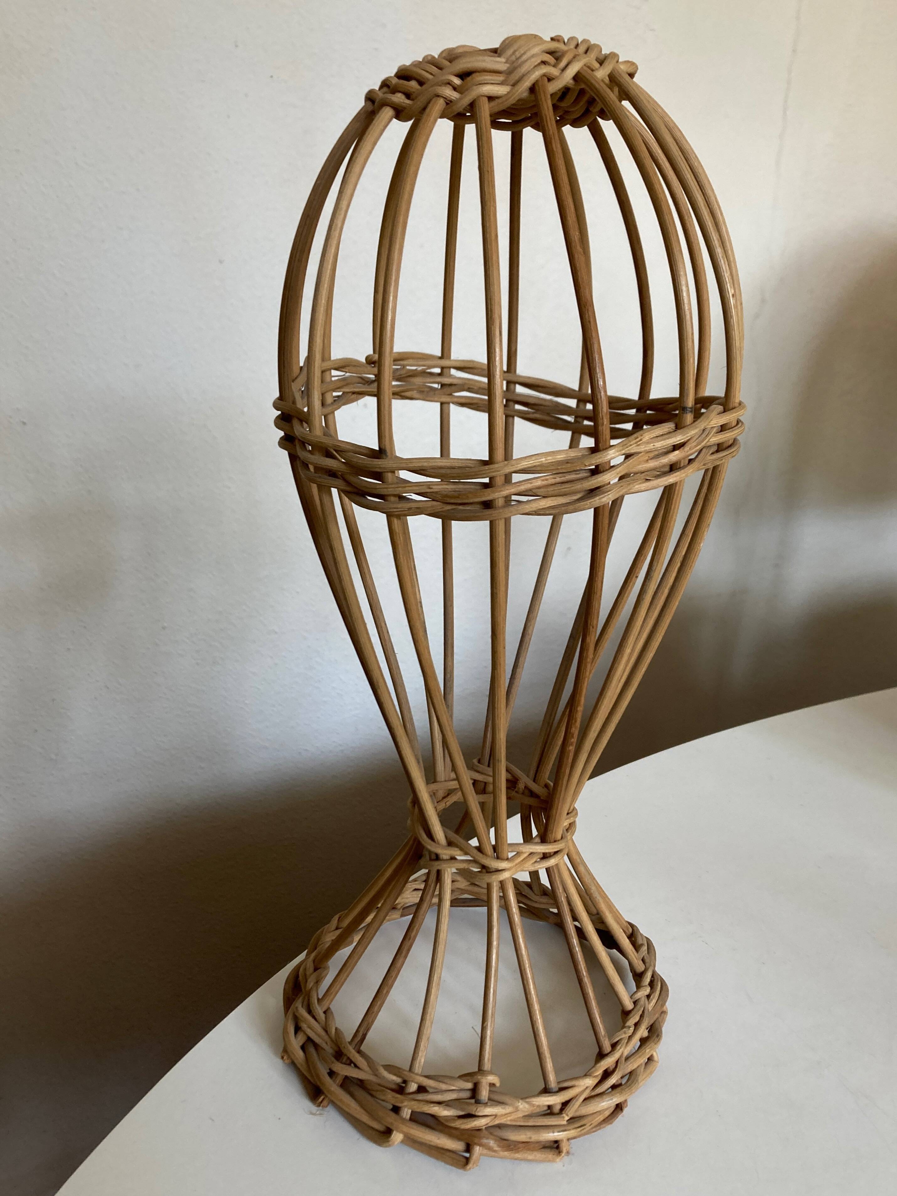 Wicker mannequin hat head