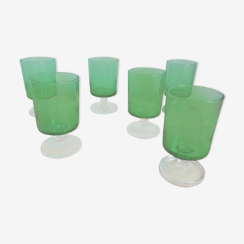 6 verres à vin Luminarc France fumé vert vintage