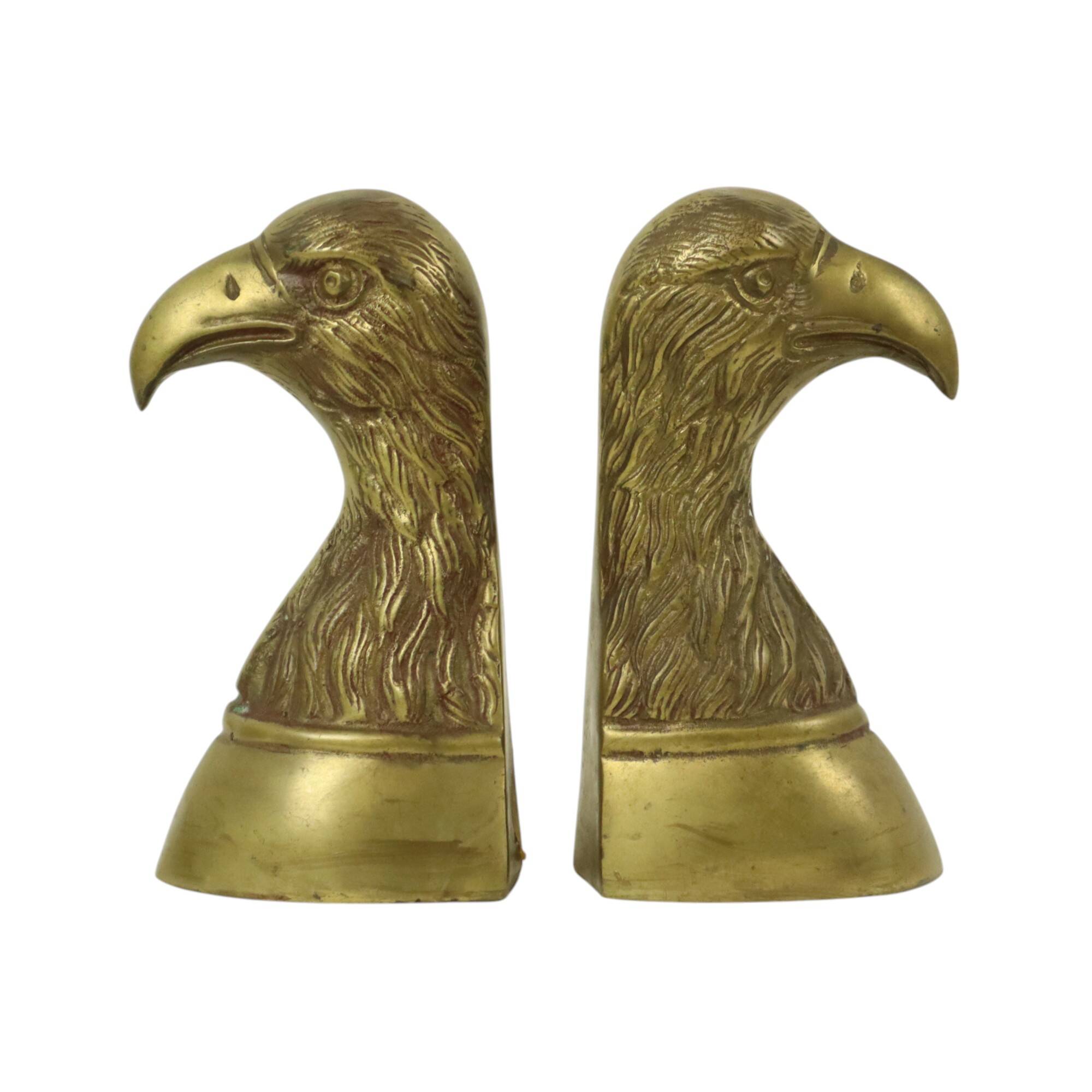 Pair of Vintage Brass Bird of Prey Eagle Bookends