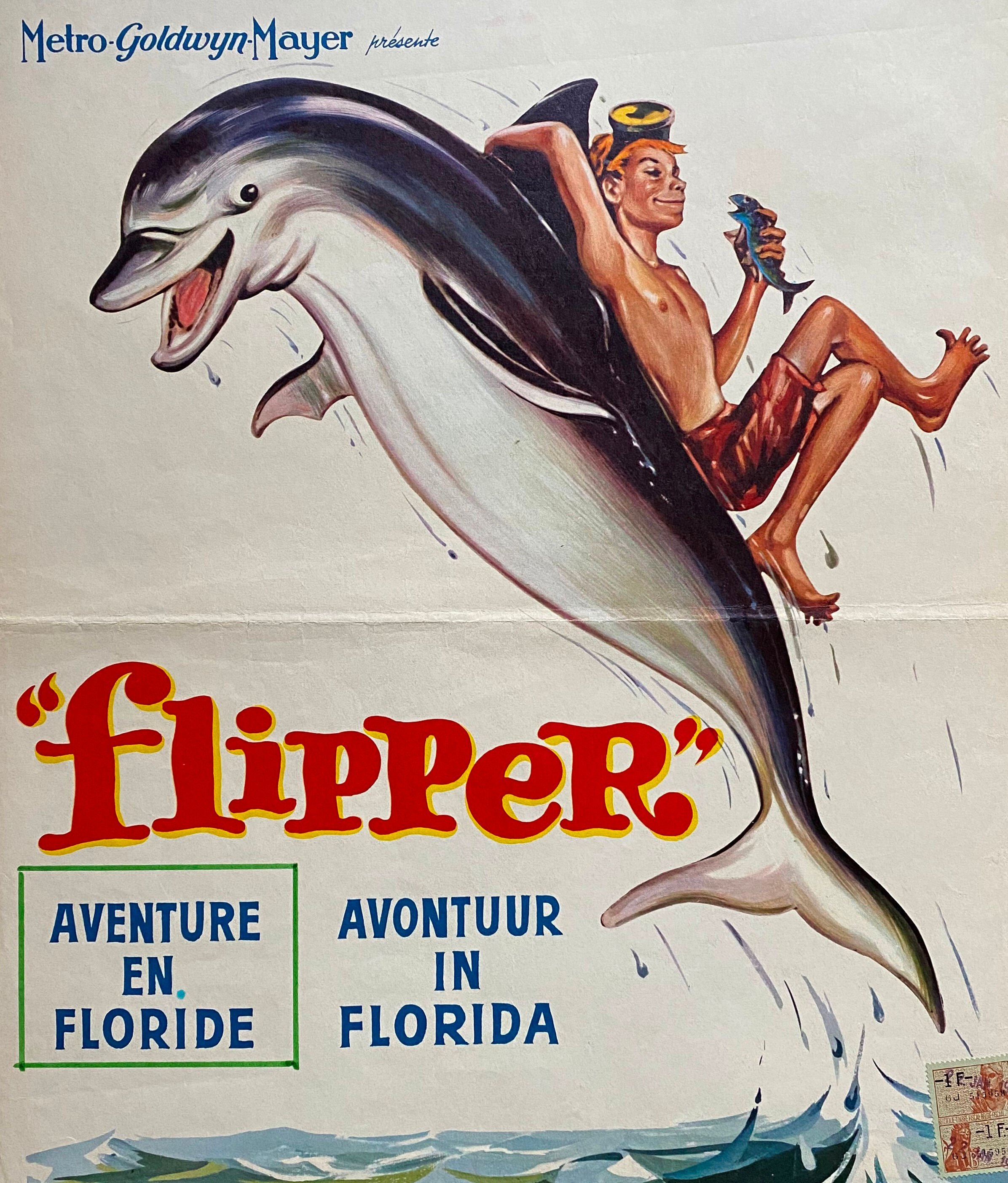 Original movie poster "Flipper Adventure in Florida" 36x54cm 1963