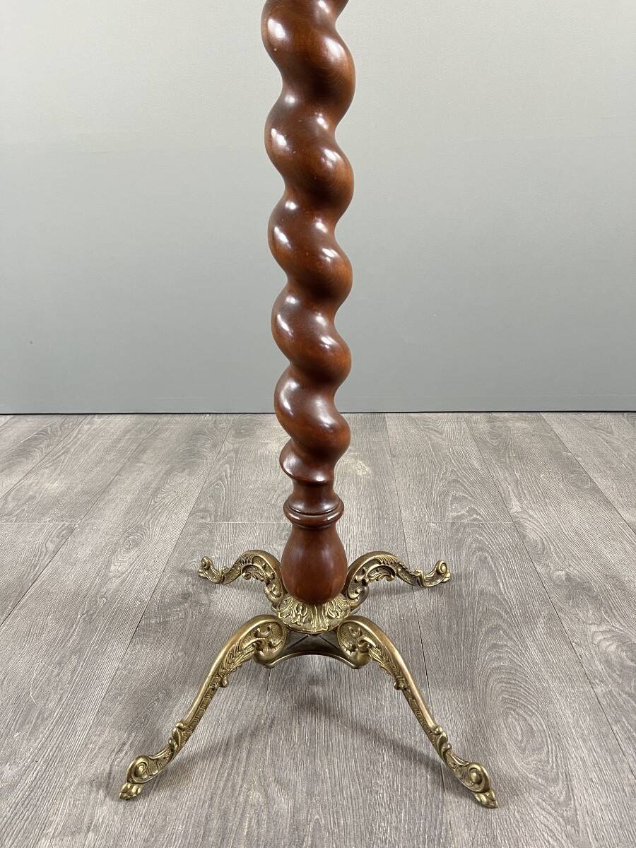 Twisted wooden coat rack with gilded bronze, 20th century