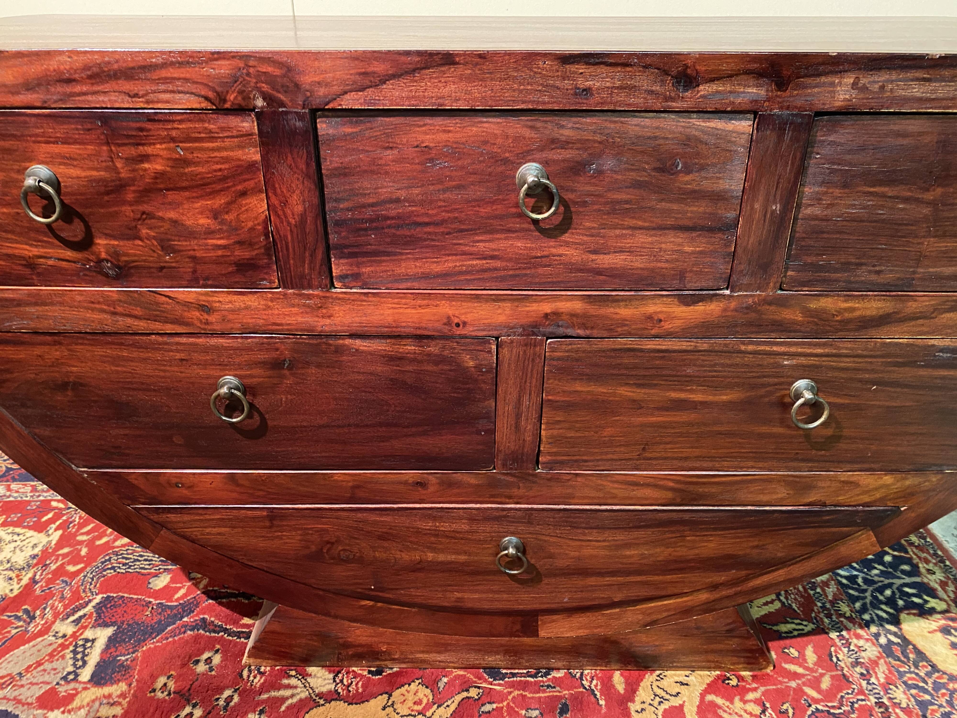 Vintage half-moon drawer console