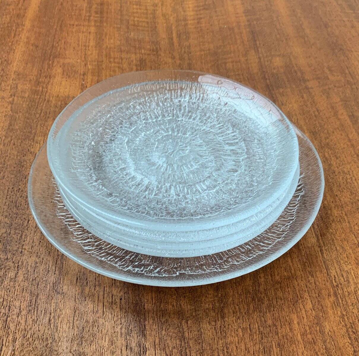 Vintage Finnish Glass Plates Solaris by Tapio Wirkkala for Iittala, Set of 5