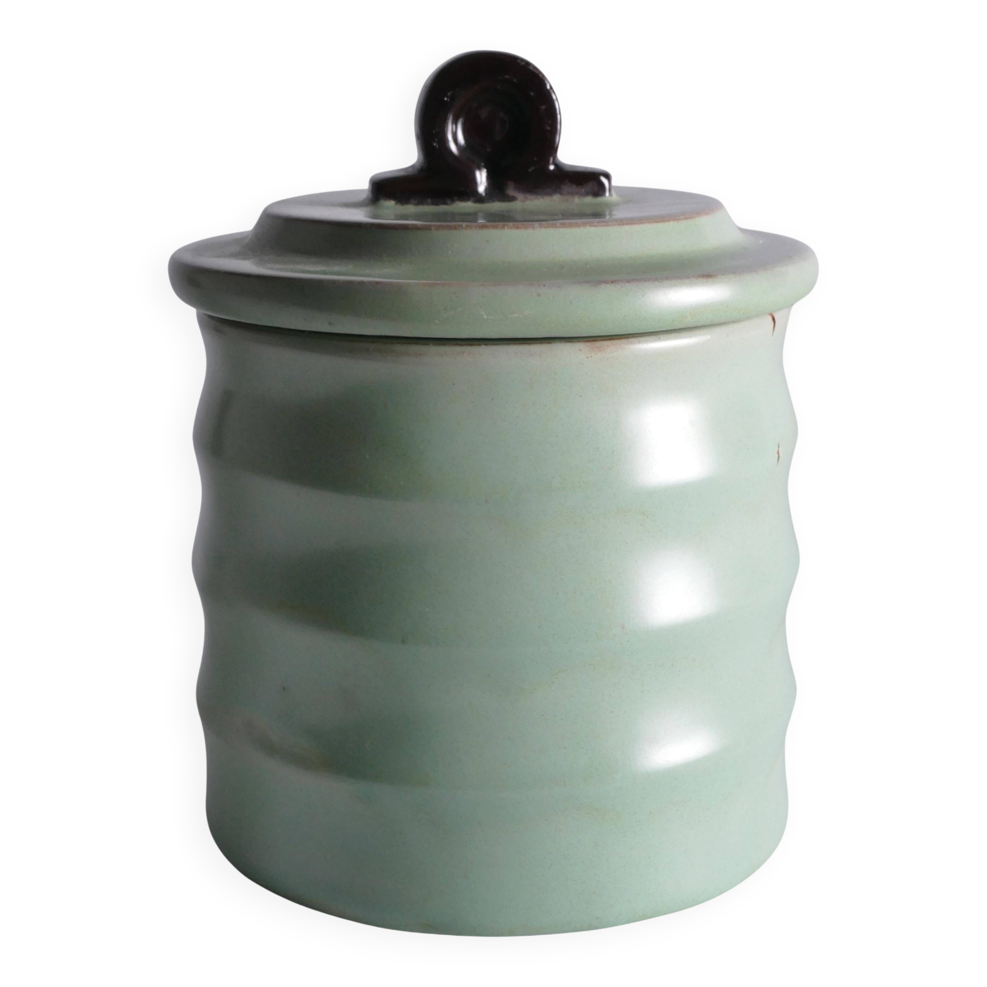 Art Deco Celadon Glazed Lidded Jar by Einar Luterkort for Upsala‑Ekeby, 1930s
