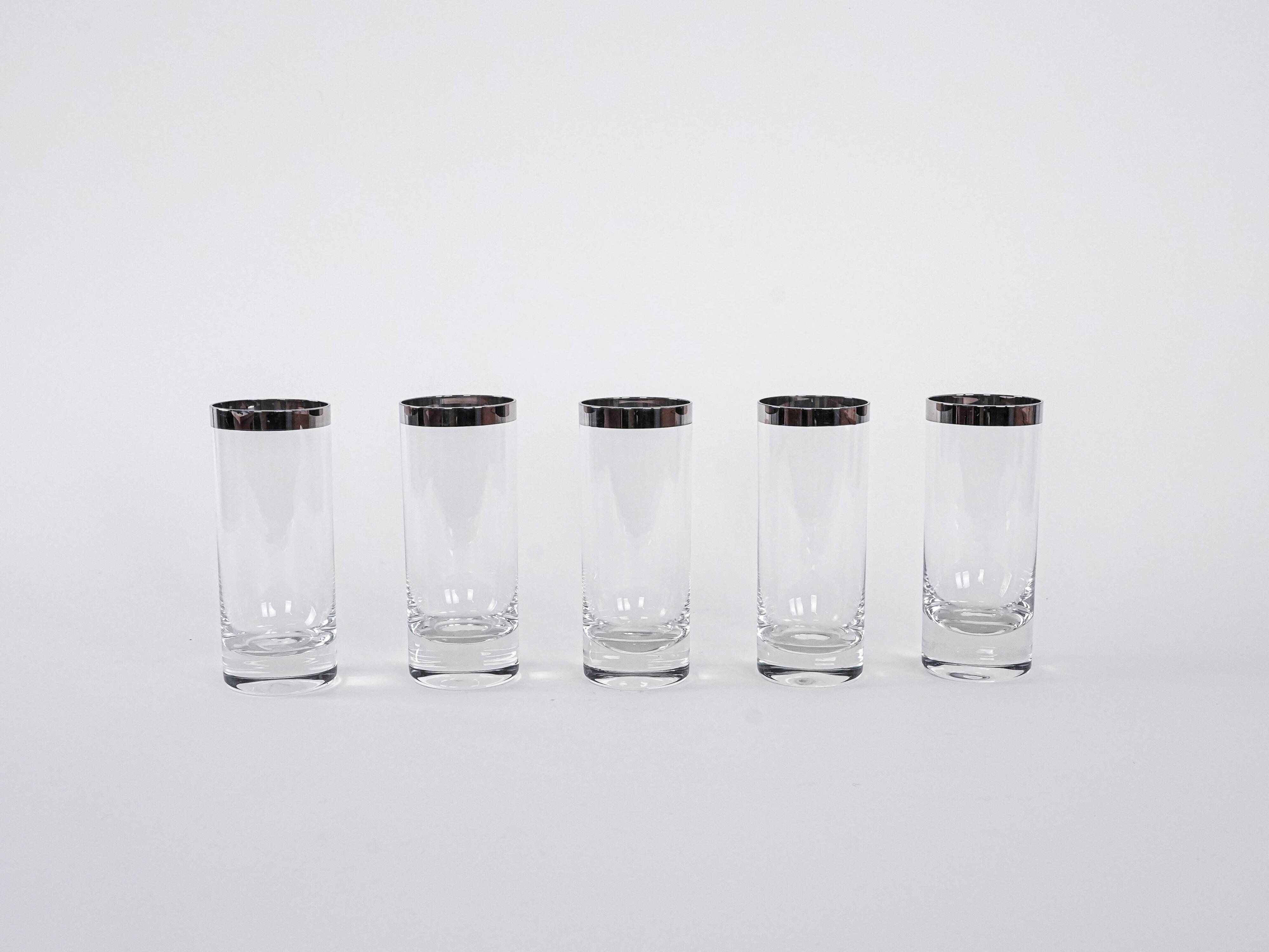 Set of glasses, Hollywood Regency style, 1970s, made in Italy