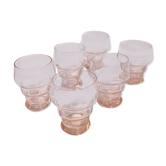 Suite of 6 liqueur glasses years 50 - 60. Pink tones