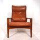 Fauteuil en cuir teck Komfort par Arne Wahl Iversen, 1960