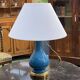 Lampe Napoléon III fin XIXème en opaline bleu