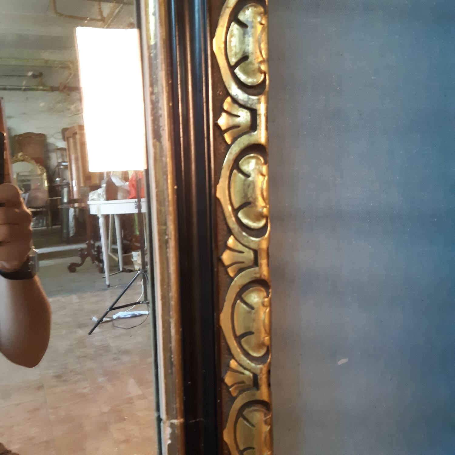 Large black and gold Napoleon III mirror 148X98