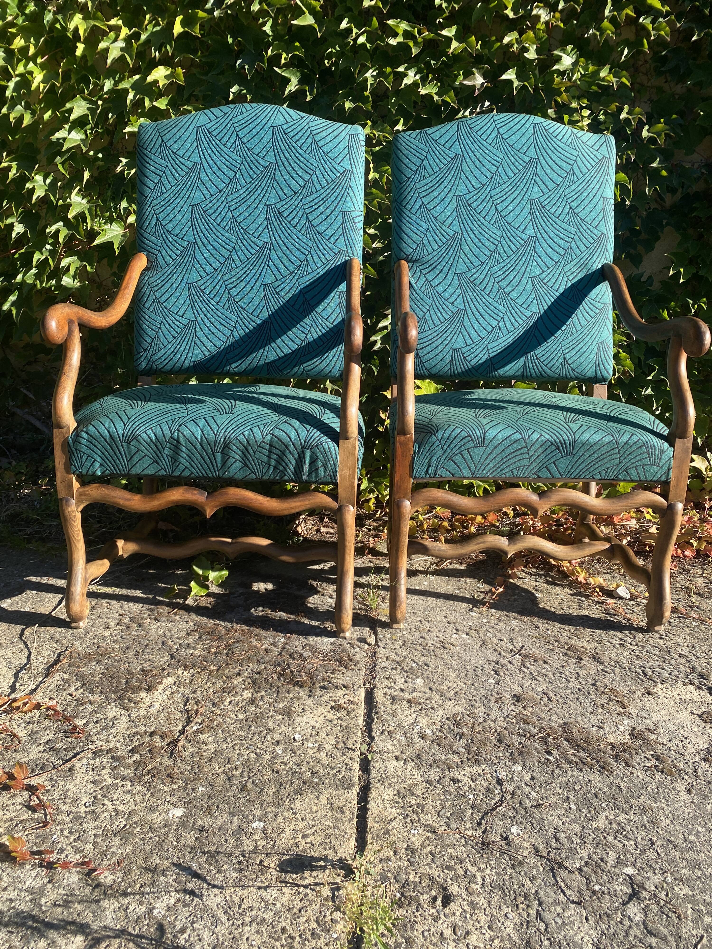 Pair of Louis XIII style armchairs