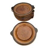 Sarreguemines service of 12 faience fish plates