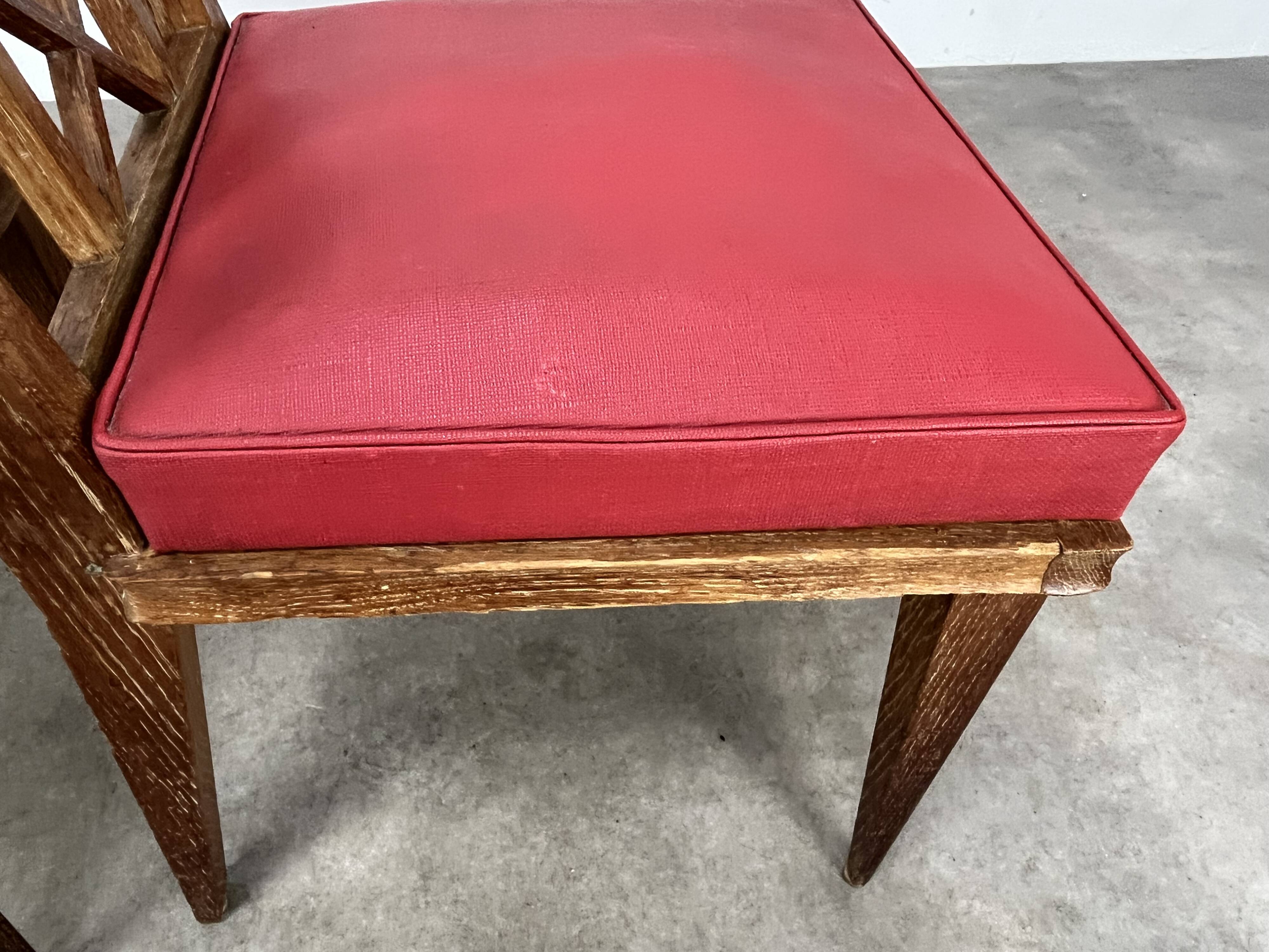 Pair of 1950s wooden cross-braced chairs