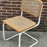 Cesca chair b32 model in white and wood by Marcel Breuer