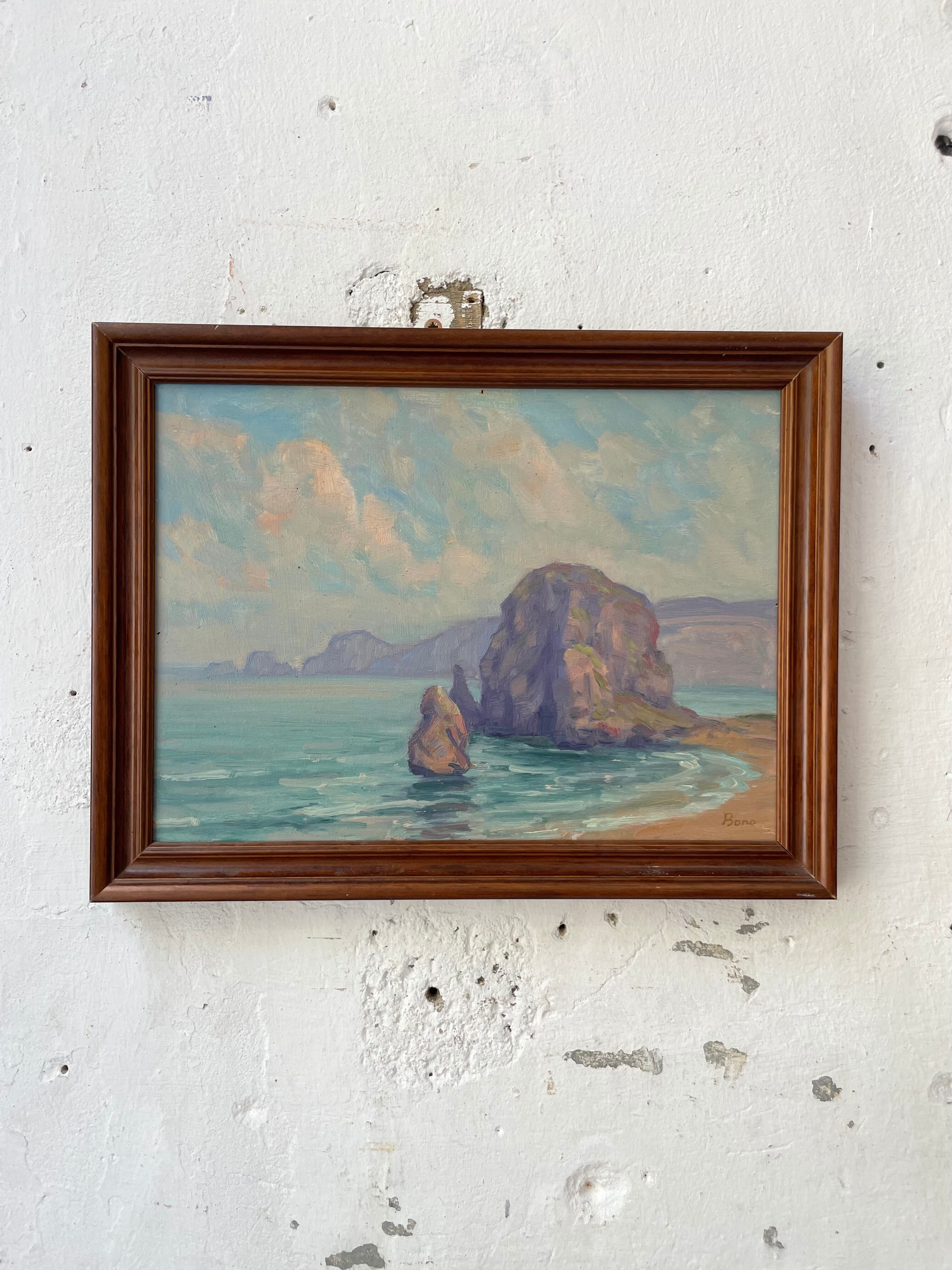 Sea framed oil painting