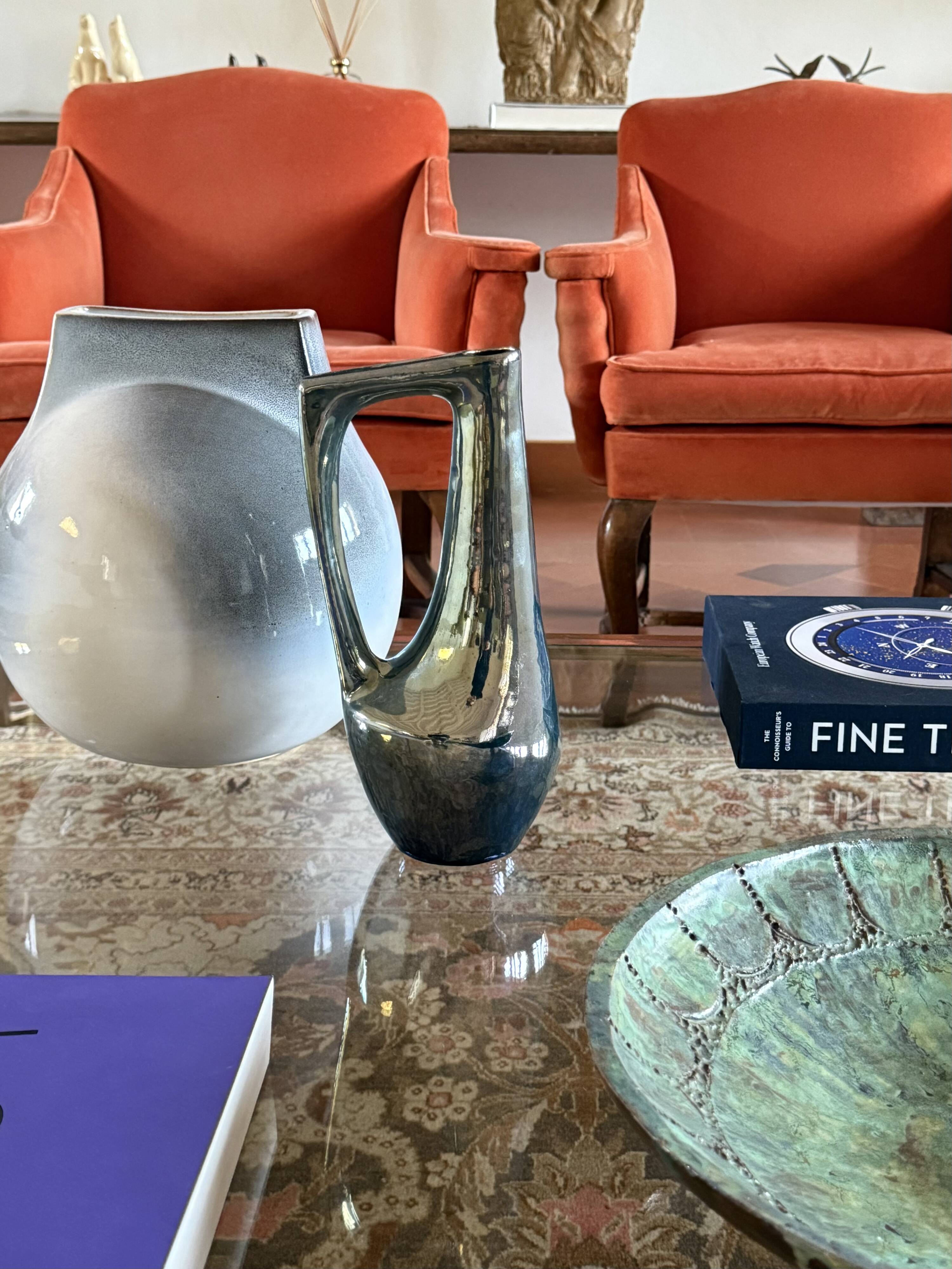 A. Cytère, modern iridescent gres vase, Rambervillers France 1950s