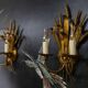 Pair of Hollywood Regency Style Gilt Metal Wheat Sheaf Wall Sconces, 1970s