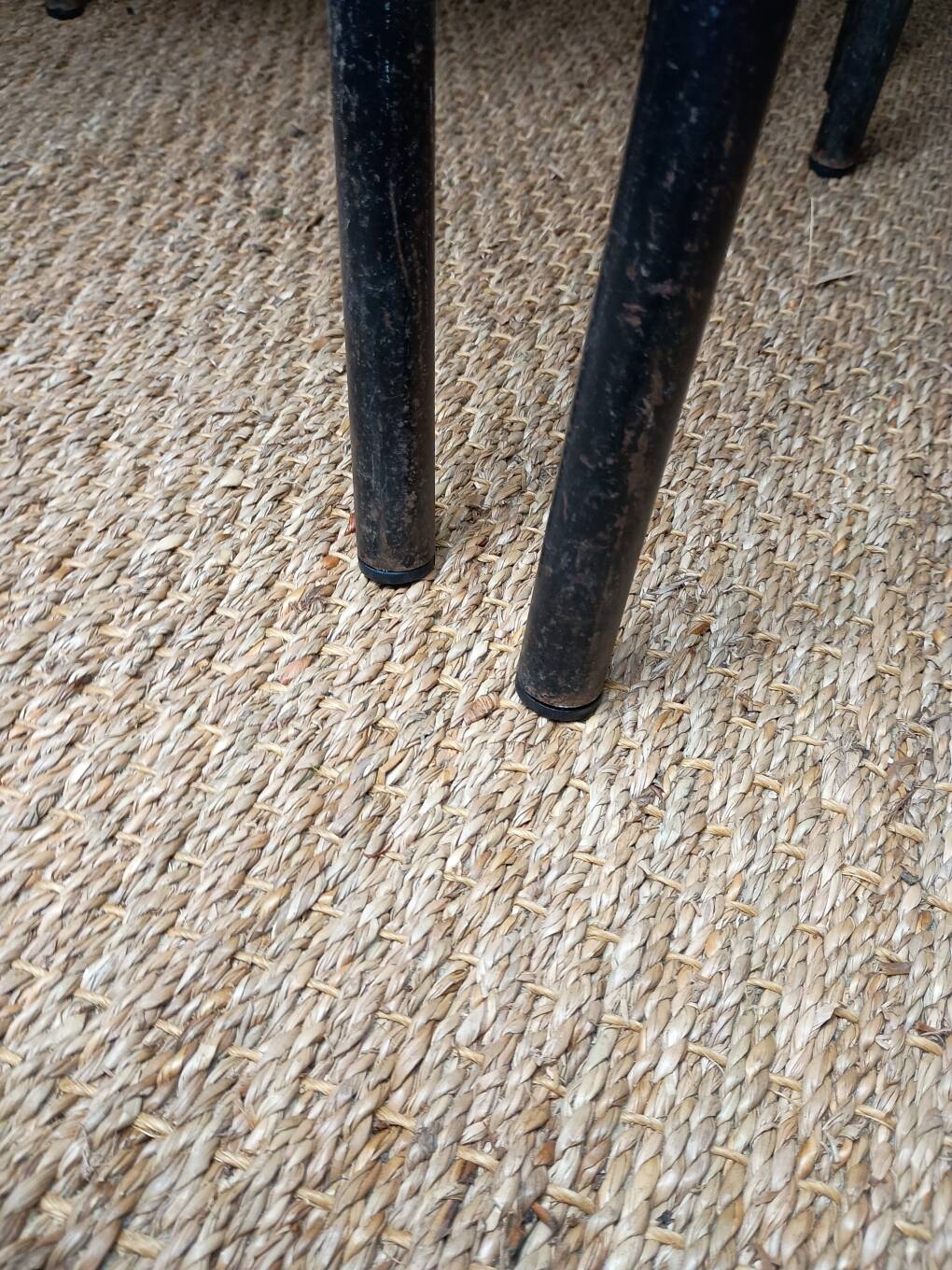 8 canteen chairs, yellow, blue, and red Formica with metal tubing from the 1950s-60s.
