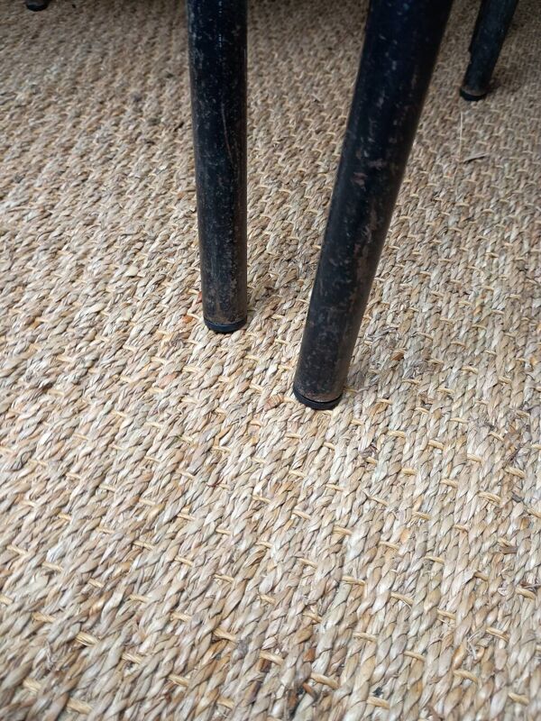 8 chaises de cantine formica jaune bleu rouge tubulure métal années 50-60