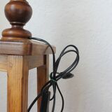 Wooden table lamp with vintage floral pleated lampshade