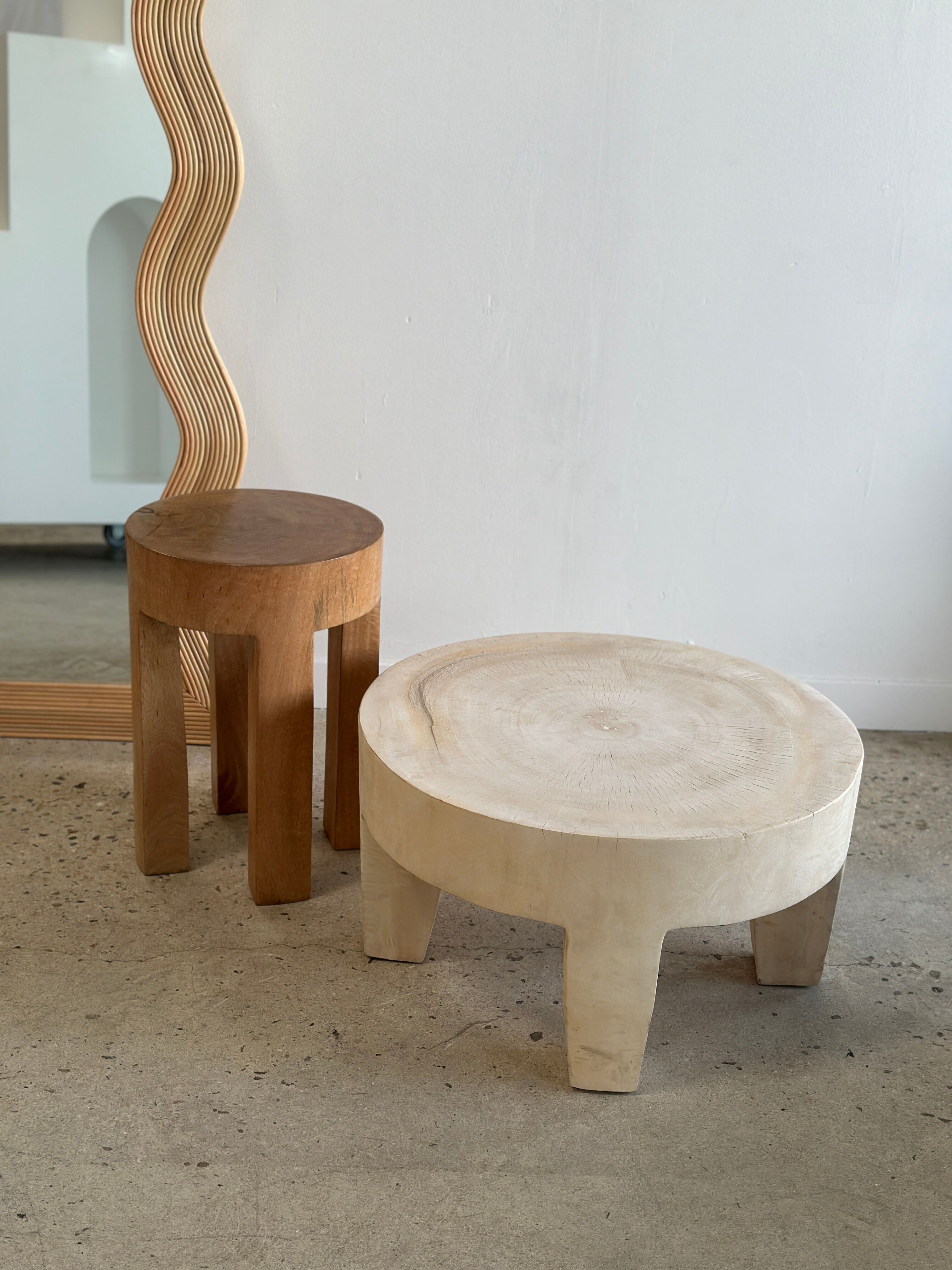 Zigzag rattan foot mirror H:182cm