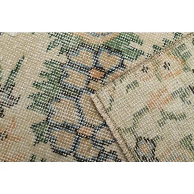 1970s Vintage Turkish Hand-Knotted Wool Cotton Tan Runner Rug 93x287