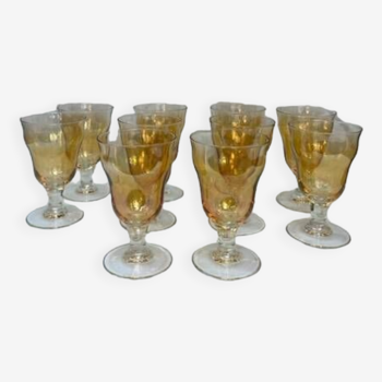 10 amber stemmed glasses 1980