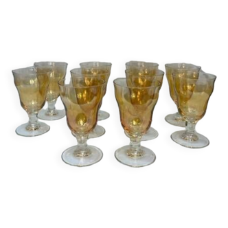 10 amber stemmed glasses 1980