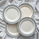 4 assiettes plates en terre de fer « Barbeaux » faience Clairefontaine