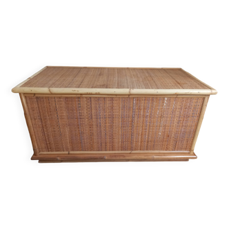 Malle vintage en bois, bambou et rotin, Dal Vera, Italie 1970