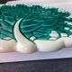 Plateau à fromage Verceram décor feuille, années 50