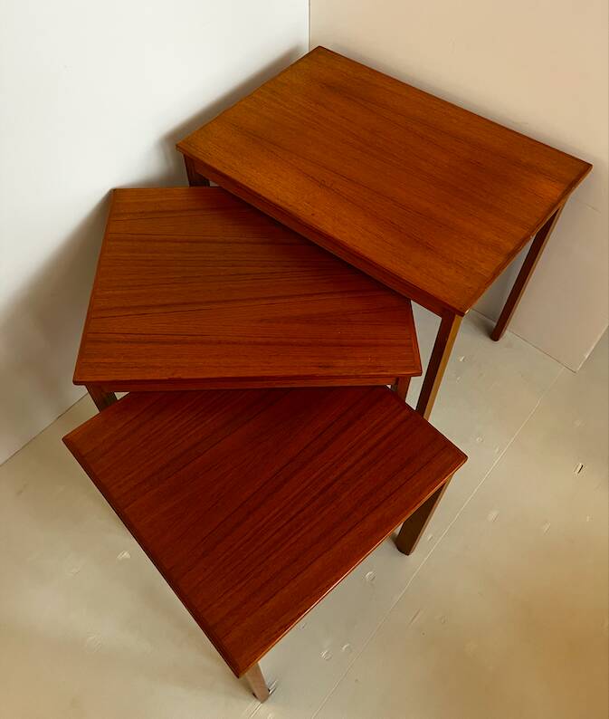 Danish nesting tables in vintage teak.