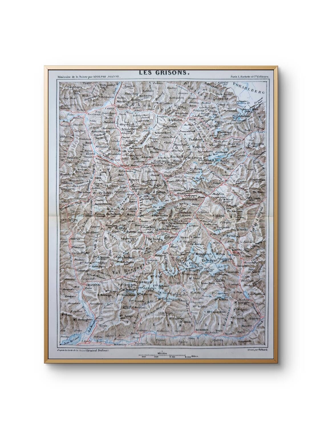 Imprimée en 1844, les Grisons, Suisse.