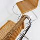 Paire de chaises cantilever en chrome et osier Style Mies Van der Roye