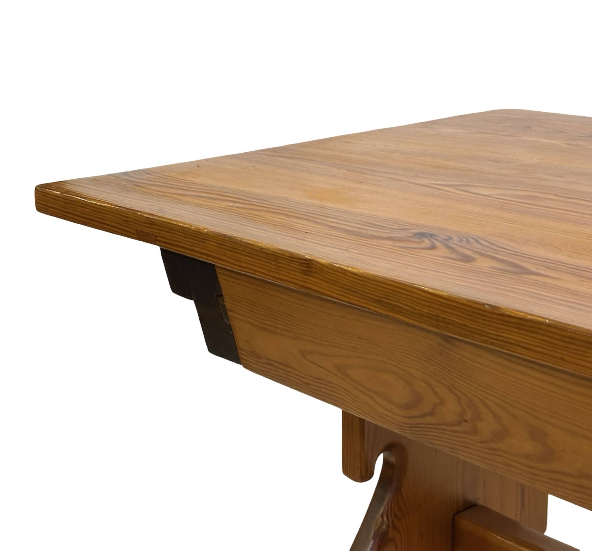 Vintage Pinewood Dining Table Desk with Drawer 60s Design