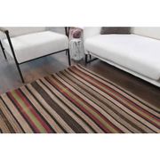 Vintage Turkish Oushak Handmade Wool Cotton Brown Kilim Area Rug 136x214