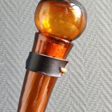 Vintage Amber Glass Wine Carafe - Artisan Decanter in Porron Style