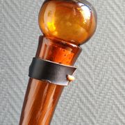 Vintage Amber Glass Wine Carafe - Artisan Decanter in Porron Style