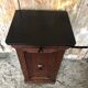 Bedside night table 19th century wood row of beads + black marble top #a637