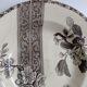 Hollow decorative plate Choisy-le-Roi black flowers and border