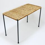 Long side table by Carl Aubock, flower bench, rattan, wicker, Austria, 1950s
