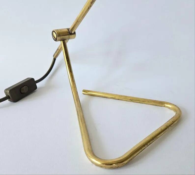 Rare Midcentury Brass Table or Desk Lamp OMI, Office or Bank, Germany, 1970s
