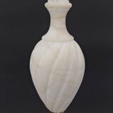 White neoclassical style lamp in alabaster and bronze, italy, circa 1950