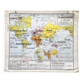 Ancienne carte scolaire Vidal-Lablache 322, 1960 - Planisphère monde, Out