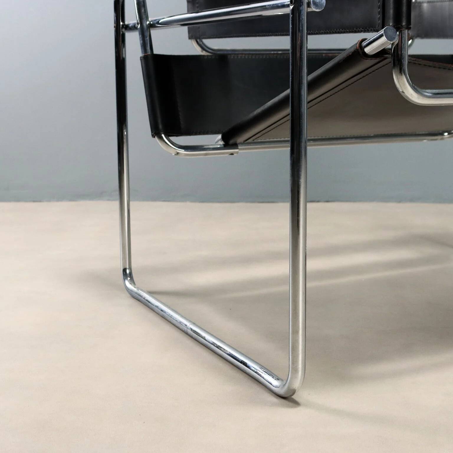Fauteuil Wassily Gavina, design vintage Marcel Breuer, Italie, années 1970