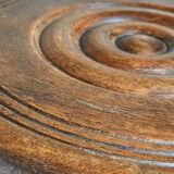 Low tripod stool in vintage turned solid wood