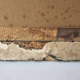 Watercolour painting of pink flowers signed Simonne 1922 in a gilded wooden frame.