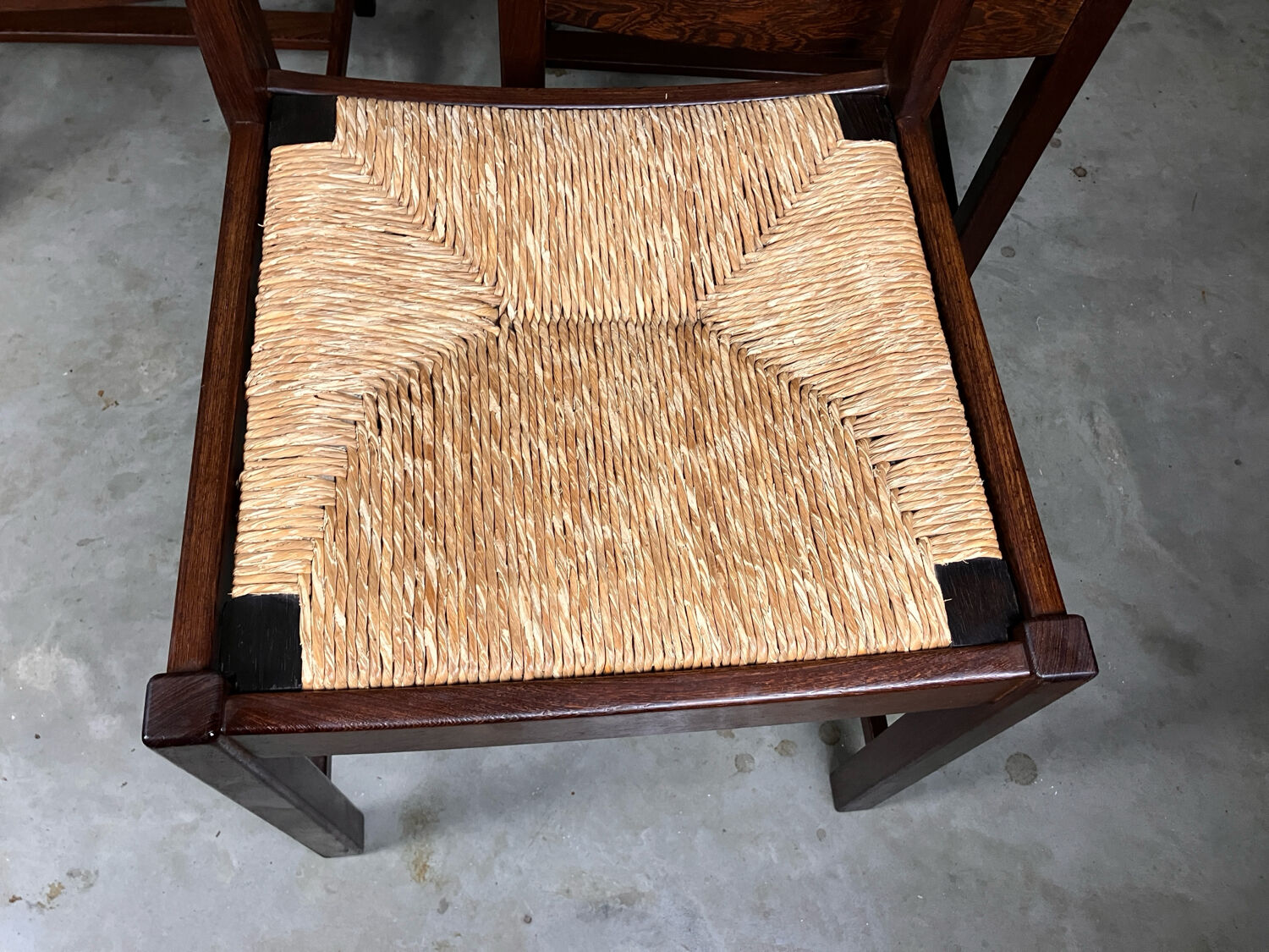 6 chairs rush Wenge Brutalist Mid Century