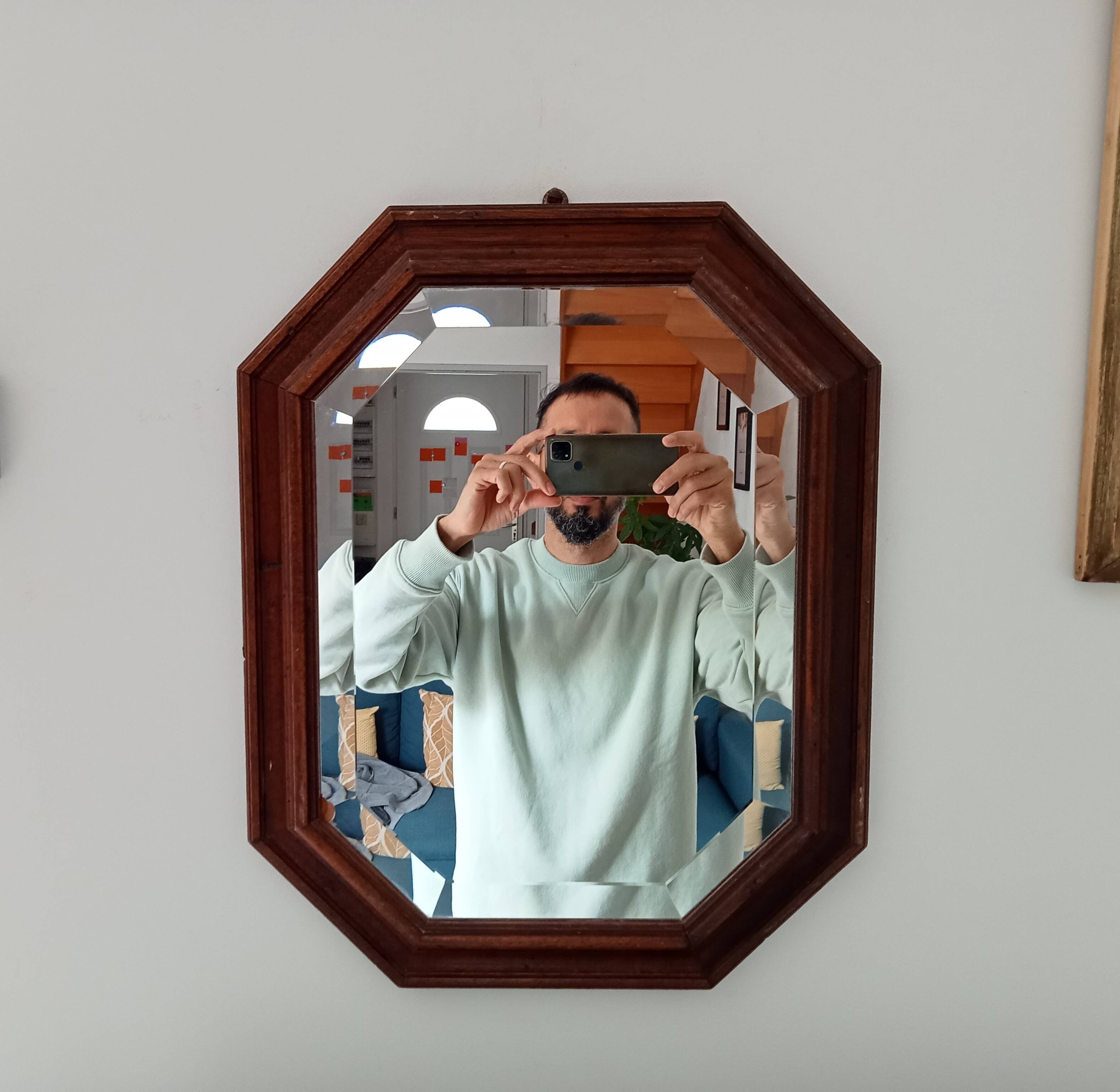 Vintage octagonal beveled mirror 50*40 cm